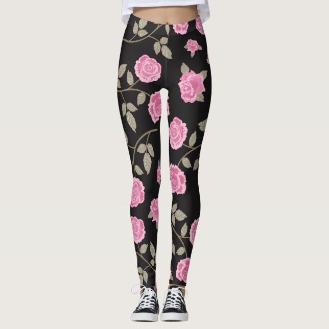 Rosa ros Kvinnors förband Leggings (Framsida)
