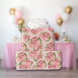Rosa ros Land Chic Dot Mönster Presentpapper