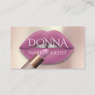 Rosa ros Läppar QR-Logotyp: Makeup Lipstick Gloss Visitkort