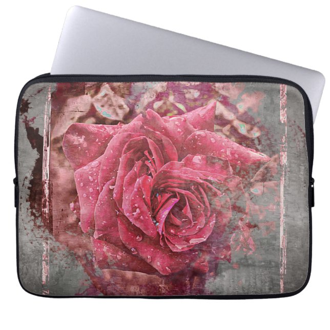 Rosa ros laptop sleeve (Framsidan)