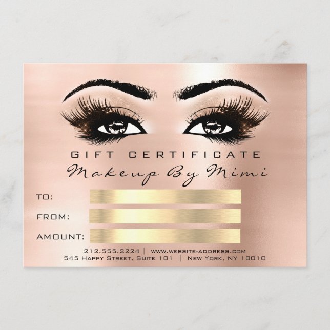 Rosa ros Lash Makeup Artist Certificate Gift (Framsida)