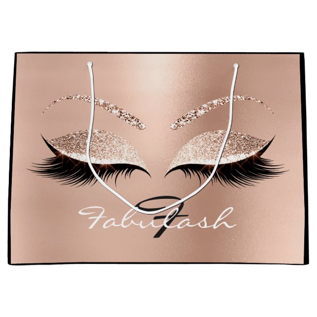 Rosa ros Lash  Makeup Glitter Namn Monogram (Framsidan)