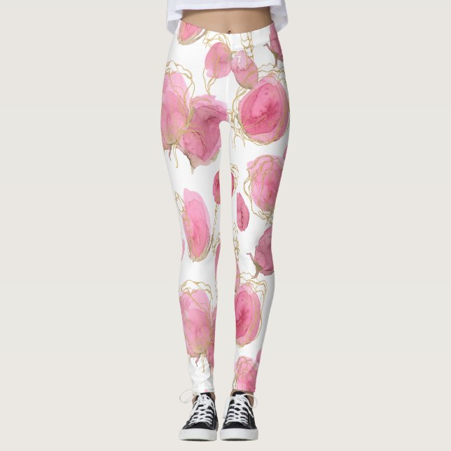 Rosa ros leggings (Framsida)