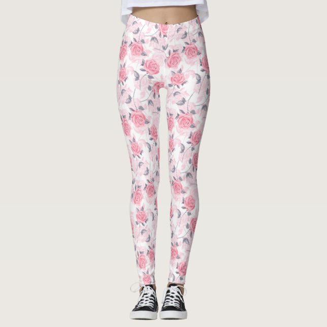 Rosa ros leggings (Framsida)