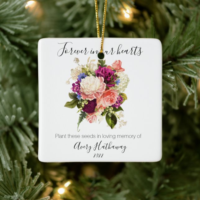 Rosa ros Lila Orchid Funeral Julgransprydnad Keramik (Träd)