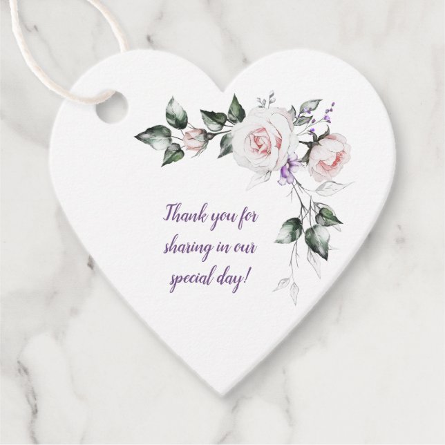  Rosa ros Lila Wildblommor Bröllop | Gåvor Etiketter (Framsida)