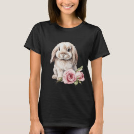 Rosa ros Lop Bunny Rabbit T Shirt