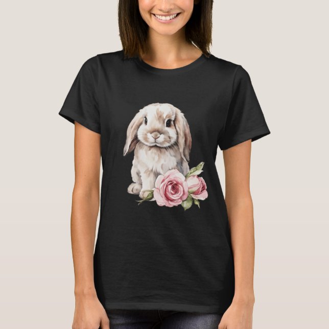 Rosa ros Lop Bunny Rabbit T Shirt (Framsida)