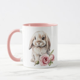 Rosa ros Lop Eared Bunny Rabbit Mugg