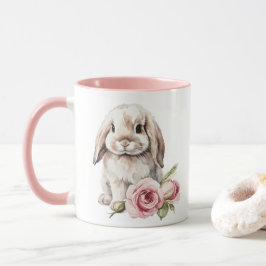Rosa ros Lop Eared Bunny Rabbit Mugg