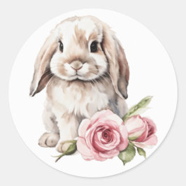 Rosa ros Lop Eared Bunny Rabbit Runt Klistermärke