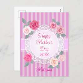 Rosa ros Lycklig Mor dag Helg Vykort