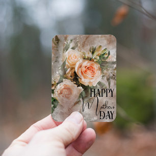 Rosa ros Lycklig Mors dag Magnet