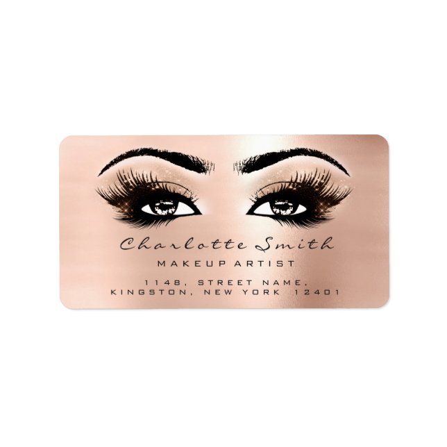 Rosa ros Makeup Lash Stylst Beauty OSA Adressetikett (Framsidan)