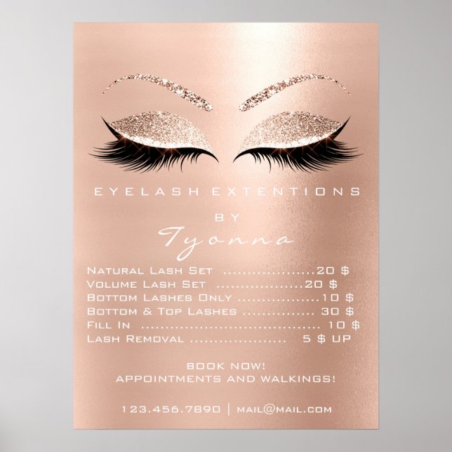 Rosa ros Makeup Öga Lash Extension Pris Poster (Framsidan)