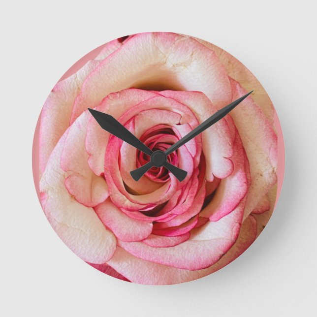 Rosa ros makro-foto väggklocka (Framsida)