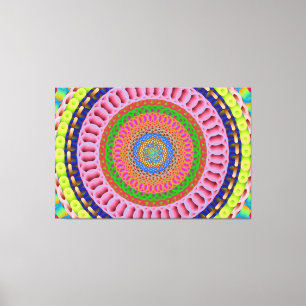 Rosa ros Mandala Art Stretched Kanvastryck