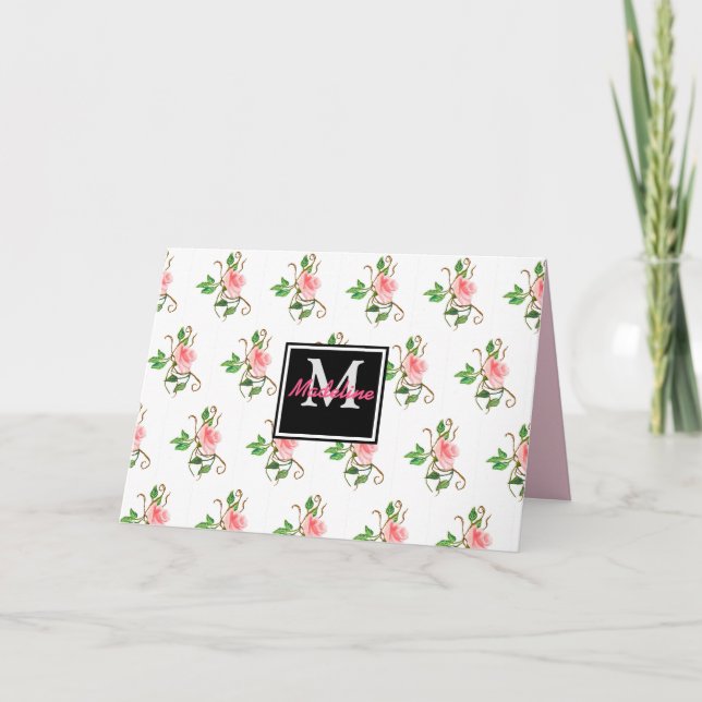  Rosa ros-mappat anteckningskort (Framsida)