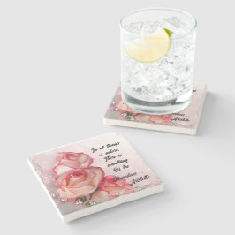 Rosa ros Marble Stone Underlägg citat Aristoteles