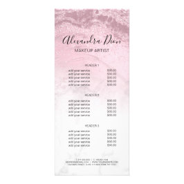 Rosa ros marmormakeup artist glitter reklamkort