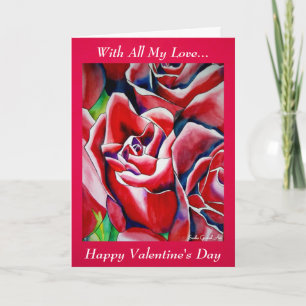 Rosa ros med allt mitt Kärlek Valentine Card Helgkort