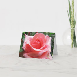 Rosa ros med designotkort kort
