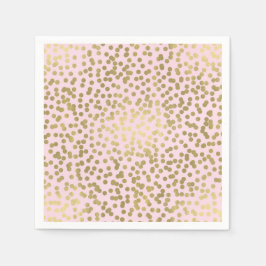 Rosa ros med gulddots konfetti Elegant glamour Pappersservett