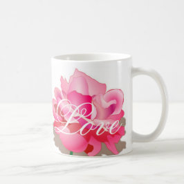 Rosa ros med Kärlek Kaffemugg