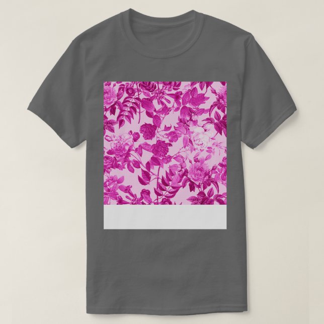 Rosa ros med Löv Mönster T Shirt (Design framsida)