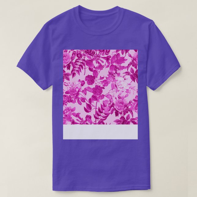 Rosa ros med Löv Mönster T Shirt (Design framsida)