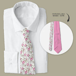 Rosa ros med Spädbarn utandning Bröllop Neck Tie Slips
