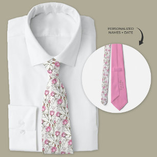 Rosa ros med Spädbarn utandning Bröllop Neck Tie Slips