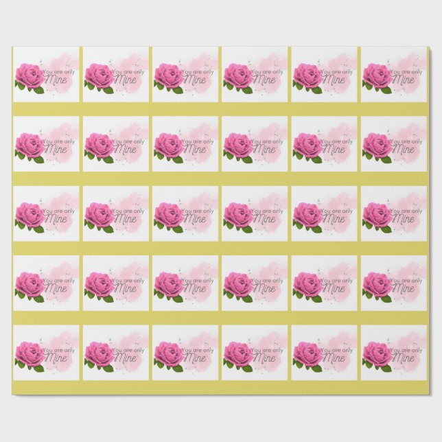 Rosa ros med text  presentpapper (Platt)