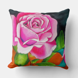 Rosa ros med vattenfärgsgrafik för contemporary av kudde
