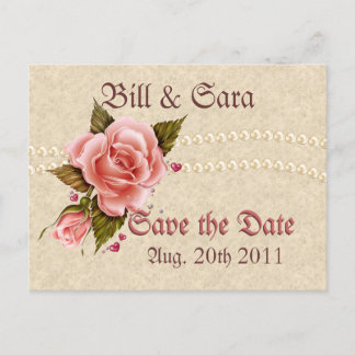 Rosa ros meddelande vykort