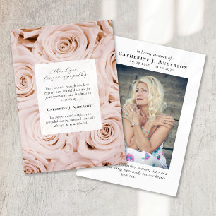 Rosa ros Memorial Photo Sympathy Funeral Tack Kort