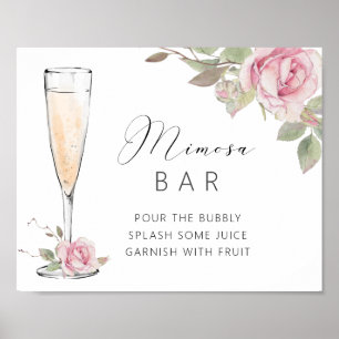 Rosa ros Mimosa Pub Shower Sign Poster