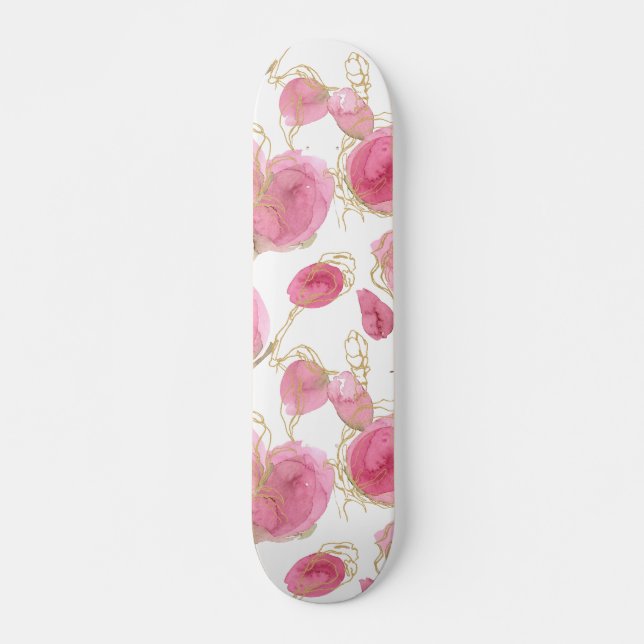 Rosa ros mini skateboard bräda 18,5 cm (Framsida)