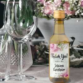 Rosa ros Mini Vin Flaska-etiketter i Bröllop Vinetikett