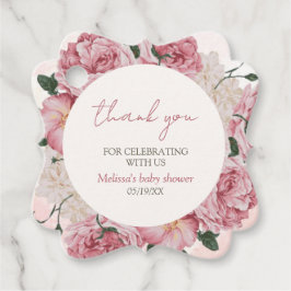 Rosa ros Modern Blommigt Flicka Shower Tack Gåvor Etiketter