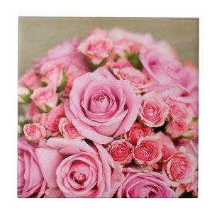 Rosa ros Möhippa Bouquet Kakelplatta