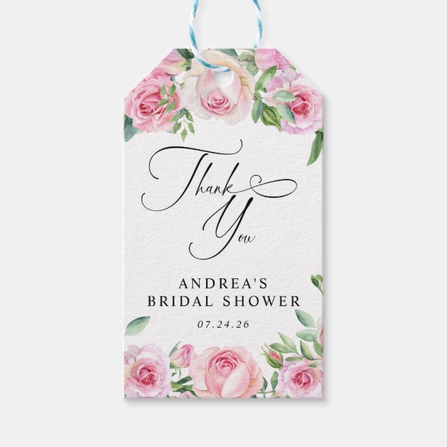 Rosa ros  Möhippa | Tack-förmån Presentetikett (Framsidan)