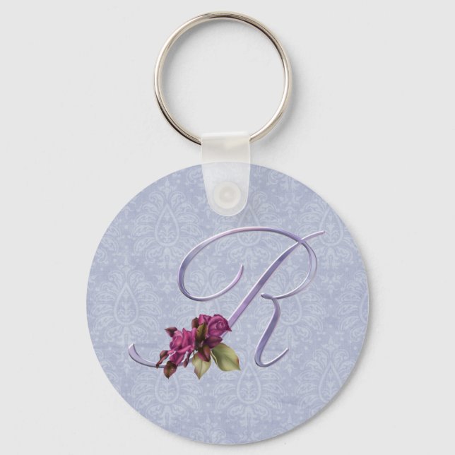 Rosa ros Monogram R Nyckelring (Framsida)