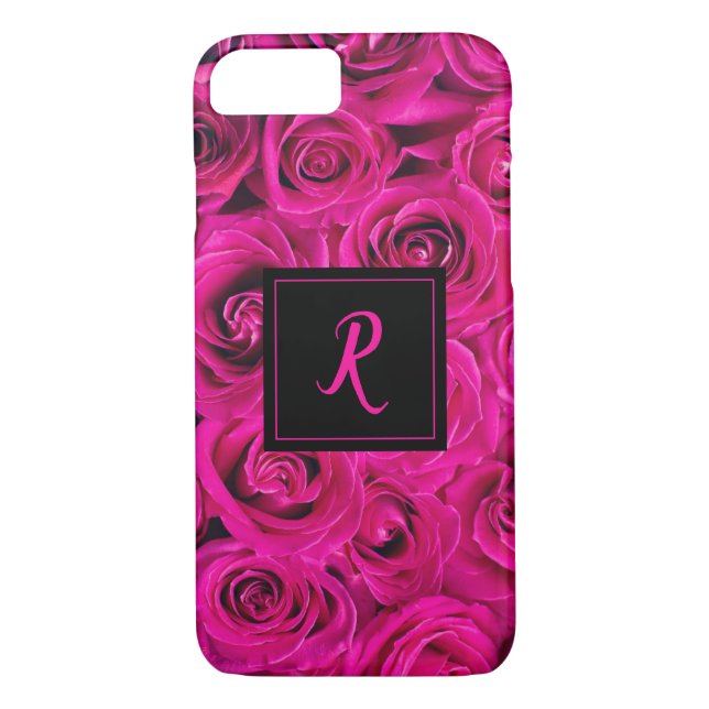 Rosa ros Monogrammad Case-Mate iPhone Skal (Baksida)