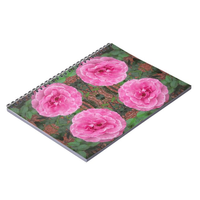 Rosa ros Mönster Anteckningsbok Med Spiral (Vänstra Sidan)
