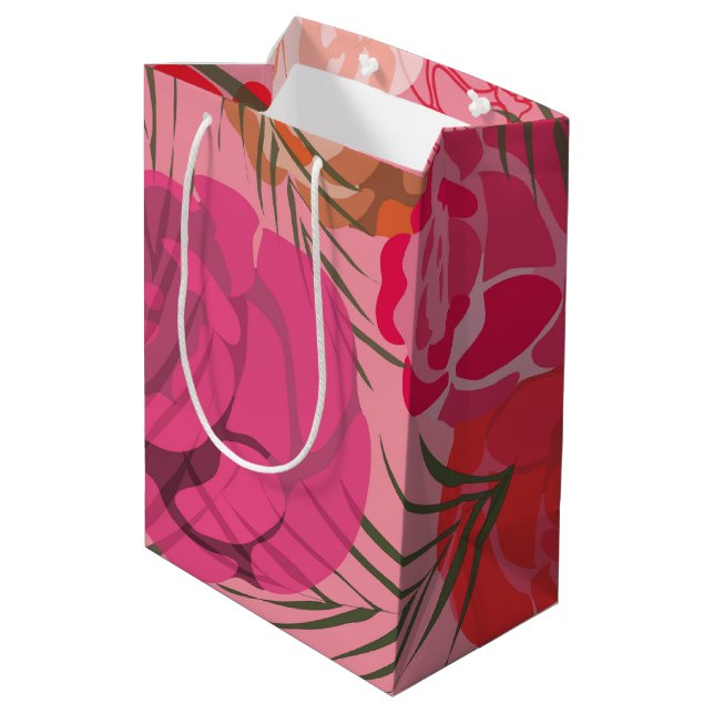 Rosa ros mönster med blommor och växter (Baksidan Vinklad)