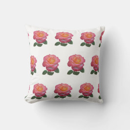 Rosa ros Mönster vid White Kudde