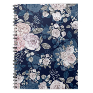 Rosa ros Mörk blått: Vintage Anteckningsbok