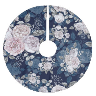 Rosa ros Mörk blått: Vintage Julgransmatta Borstad Polyester