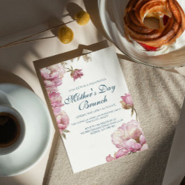 Rosa ros Mors dag Brunch Inbjudningar
